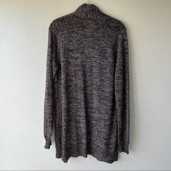 Cyrus navy and gold metallic thread open front long line cardigan cardigan Sz M - Picture 4 of 9